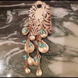 New Goldtone Earrings with Turquoise Blue Accents